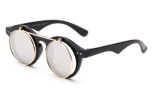 Classic Small Retro Steampunk Circle Flip Up Glasses/Sunglasses Cool Retro New Model2