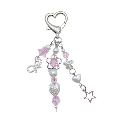 JSGHGDF Cute Star Bowknot Butterfly Pendant Phone Charm Hanging Rope Phone Strap Bag Decoration Lanyards Keychain Accessories