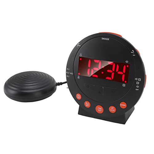 Sveglia con Scuotiletto Vibrante Extra Forte per Dormienti Pesanti 110 Decibel Luce Lampeggiante Ampio Display a LED Orologio Digitale per Camera rosso