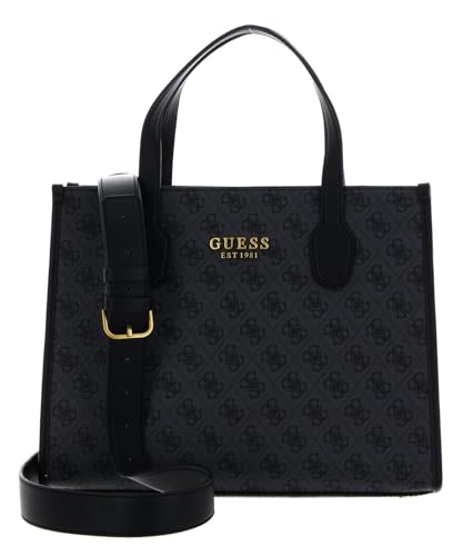 GUESS Silvana Two Compartment Tote Coal Logo