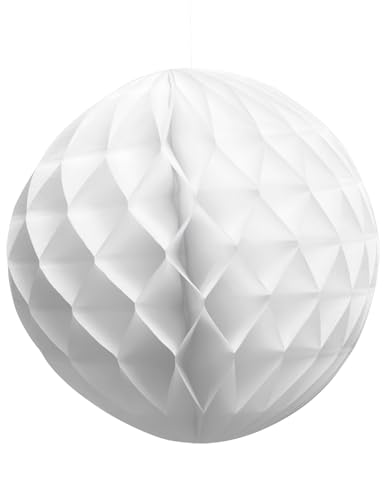 Boule en papier alvéolé blanche 25 cm - Blanc - Taille Unique