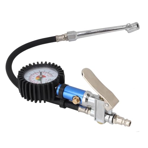 Self, Clamping Tire Pressure with Air Pressure Gauge, Quick Air Connector, for Wide Range of Vehicles, 55mm Dia Dial, No Air Leak