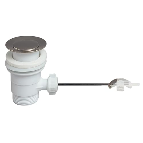 Wirquin 30723221 Bonde de lavabo en plastique à fermeture à tirette, blanc et chromé