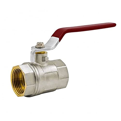 Válvula esfera de latón 1/2' PN-16 con mango de acero rojo. Instalación es sencilla - roscas universales – Válvula de bola para entornos industriales. Válvula de cierre de paso total