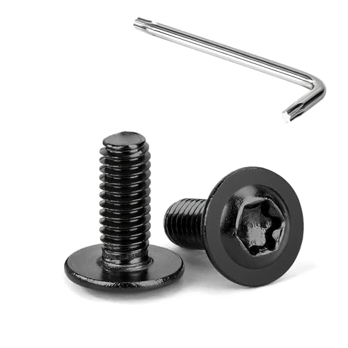 Tunejoy Viti a Testa Bombata Torx Nero con Flangia M4 x 10 mm Vite a Testa Esagonale Bulloni in Acciaio Inox A2 V2A Viti a Brugola con Chiavi a T20 Filettatura Completa 20 Pezzi