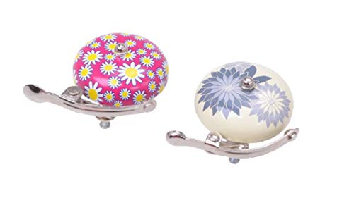 Filmer - Timbre para bicicleta, diseño de flores, con soporte de metal, diámetro 55 mm