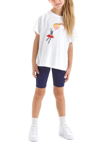 Diadora JG Set SS Sport Fille ensemble t-shirt et short rose et noir taille 6 ans