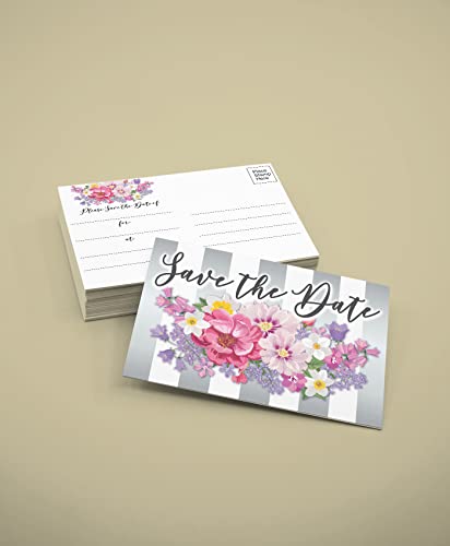 Image of Stonehouse Collection 40 Floral Save The Date Postcards - 4 inch x 6 inch Postcards - Wedding, Baby Shower, Birthdays, Celebration Announcements (Colorful Floral)
