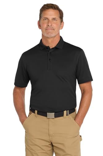 CornerStone Unisex Industrial Snag-Proof Pique Polo, Black, Small