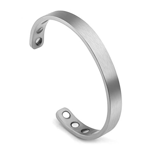Jovivi Titanium Magnetic Matte Silver Plain Cuff Bangle Bracelets for Men Women Therapy, 8mm