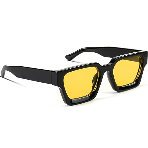 Trendy Square Sunglasses for Men Women Fashion Thick Rectangle Sun Glasses UV Protection Shades Designer Style