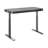 Seville Classics airLIFT Electric Height Adjustable Desk with Tempered Glass Top, USB Charging, Ergonomic Sit Stand Modern Home Office Workstation, Gray, 47.5' x 24' Pull Out Drawer