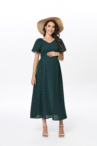Image of Maternity Dress Women's Off Shoulder Split A Line Casual Maxi Dress Photography Dress for Babyshower