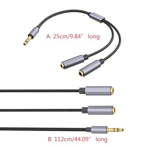Cable divisor para auriculares 3.5mm 1 macho a 2 hembras miniatura 7