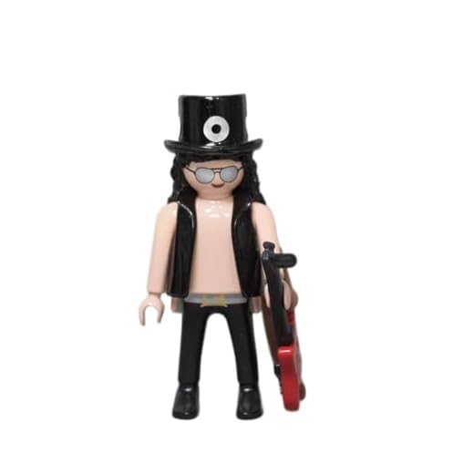 Figura Click Customizado Slash – Figura Artesanal del Guitarrista – Muñeco Rockero con Sombrero de Copa, Guitarra y Gafas de Sol – Edición de Colección