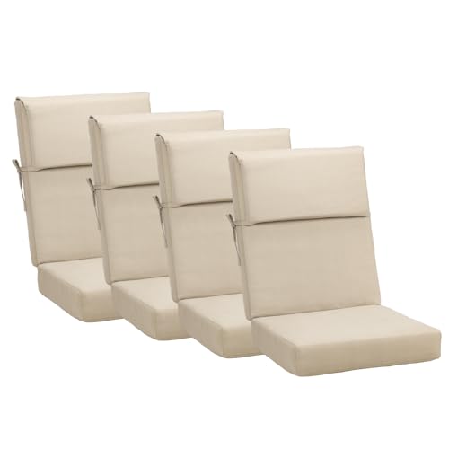 BPS 20 x 20 Inch Outdoor Chair Cushion - Olefin Fabric with Slipcover & Sponge Foam for Patio Furniture, Set of 4, Brown