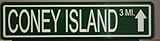 METAL STREET SIGN CONEY ISLAND 6 x 24 BROOKLYN NY NEW YORK BOARDWALK AMUSEMENT PARK BEACH CYCLONE...