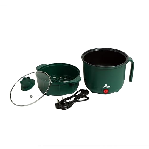 Image of Zanibo Multipurpose Electric Kettle 1.5L | Noodles Cooker & Egg Steamer | Boil, Steam, Fry, Saute | Multi Cooker Kettle for Water, Milk, Tea, Soup, Coffee, Noodles, Rice, 600W, 1-Year Warranty (ZMK-1510-MP Green)