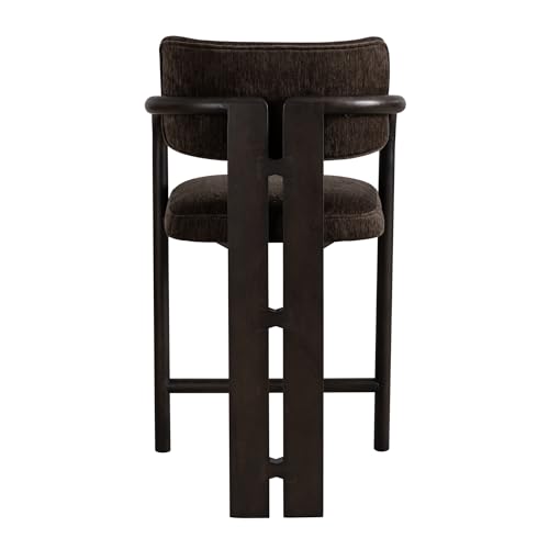Armen Living Aaliyah Butaco Tapizado de Madera Maciza Espresso con Asiento Marrón Brindle - Altura Mostrador 26" - Set de 3 miniatura 7