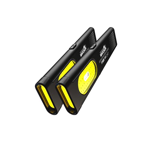 WARSUN T7PRO Ultra Compact Flat Flashlight, EDC Compatible, Thin LED Light, USB-C Rechargeable, COB Side Light, Multi-Function Mode, Magnet Included (2, Black)