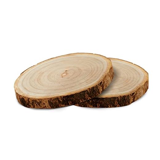 TIENDA EURASIA - Pack de 2 Secciones de Tronco para Centro de Mesa Decorativo, Centro de Mesa de Madera, Decoracion Mesa Comedor de Madera Natural, Secciones Diferentes y Unicas (ø20,5)