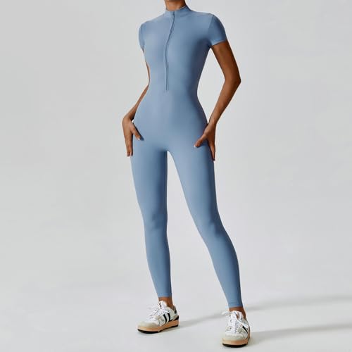 Mono de yoga verde para mujer con cremallera frontal ajustable 8