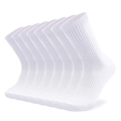 Image of Mens Crew Socks Cotton Athletic Cushioned Running Workout Gym Long Socks