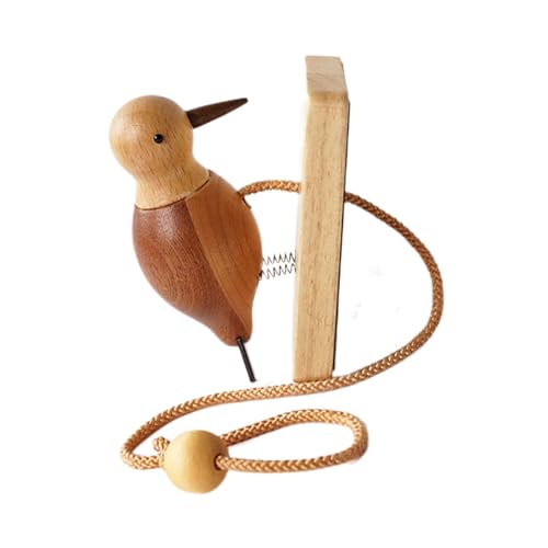 ショップのドアエントリーベル - ドアを開けるための美しい店主のベル、キツツキのドアノッカー、クリエイティブなドアノッカー、ホームオフィス用の素朴な木製鳥のドアベル、装飾的な手彫りの木製ベル | 玄関、部屋のドア用のアンティークなノッカーの形、キツツキの鳥