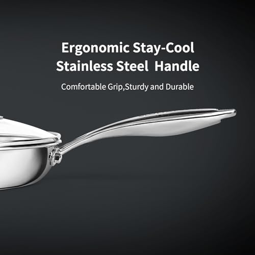 Frying-Pan-Set81012inch-Tri-Ply-Stainless-Steel-Frying-PanWhole-Clad-No-Coatings-Skillet-with-Stay-cool-Handle-for-CookingDishwasher-and-Oven-SafeInduction-Cookware-Sets