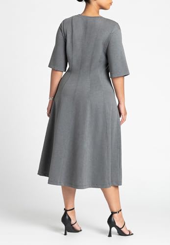 ELOQUII Women's Plus Size Seam Detail Ponte Work Dress2