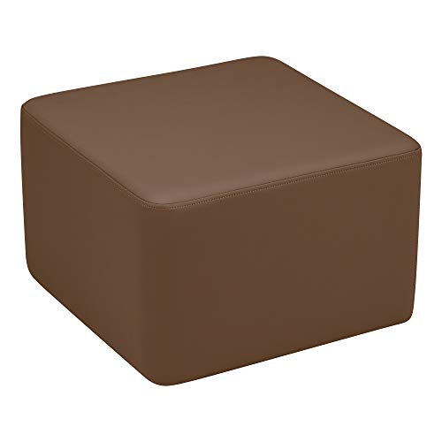 Image of Sprogs 12 inch H Structured Cube Stool -Flexible Modular Collaborative Soft Seating for Office, Home, Lounge and School Classrooms with Durable Frame & Set of 6 inch Legs Add-on -Chocolate