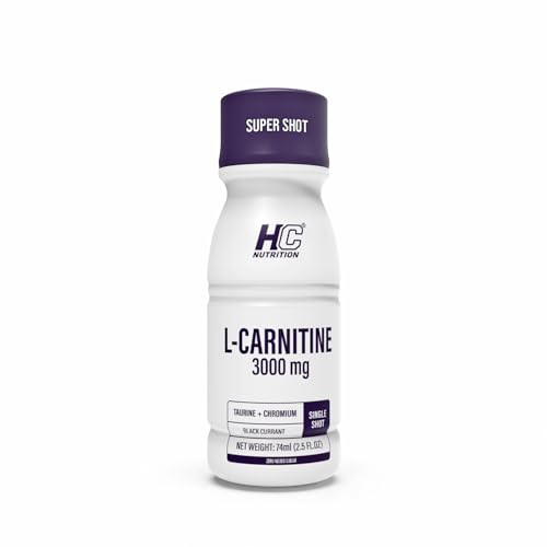 HC Nutirtion L-Carnitine Shot 3000 mg (74ml Liquid Blackcurrant) Energy Boost & Endurance Performance & Workout Recovery Reduce Muscle Fatique Improve Athletic Performance Zero Sugar