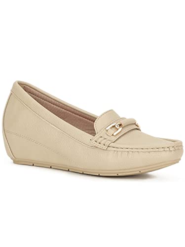 Image of Bata Women Zaynab Loafers, Nude, (6510177)