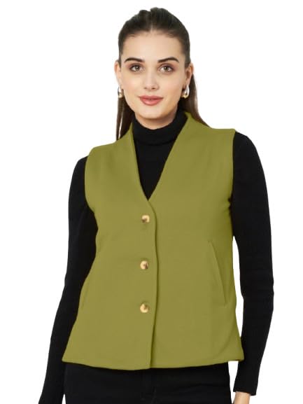 Women Solid Fleece Waistcoat-image-4