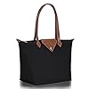 BOJLY Tote Bags for Women Stylish Waterproof Nylon Ladies Shoulder Bag Top Handle Handbag Folding Beach Travel Bag for Work,Shopping, School Black Large #3