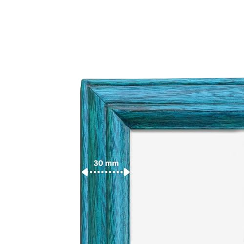 Image of Handcrafted Blue Wooden Photo Frame, 12x18-inch Display for Artworks, Pictures, Photos, Frame for Wall, Home, and Office Decor - A3 Size Display