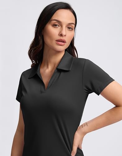 SANTINY Women's Golf Shirt Collared V-Neck Casual Work Tennis Tops UPF50+ Collared Polo Shirts for Women4