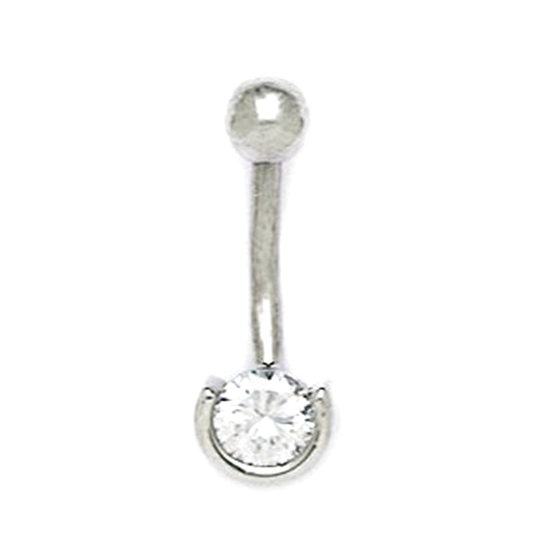 Bauchnabelring aus 14 Karat Weißgold, Zirkonia, künstlicher Diamant, 14 Gauge, kugelförmiger Körperschmuck, Maße: 22 x 7 mm, Schmuckgeschenk für Frauen, Metall, Zirkonia