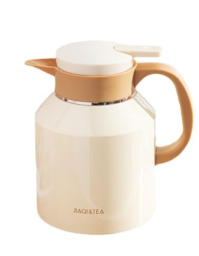 TIKHJ 保温ポット 1.5L 卓上ポット 取り外し可能な茶こし付き コーヒー ケトル ティーセット ワンボタン魔法瓶 (D)