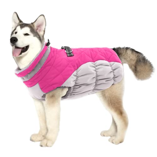 Image of Lelepet Dog Coat Warm Dog Winter Coat Waterproof Dogs Jacket with Harness | Reflective Pet Fleece Vest Zip-Up Cold Weather Coats for Extra Large Dogs Turtleneck & Windproof Padded Coats Great Dane 3XL