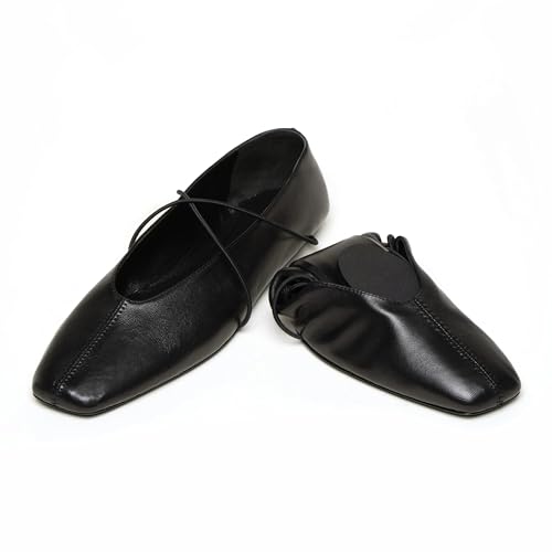 Mary Jane Flats for Women Square Closed Toe Ballet Flats Shoes Slip On Ballerina Flat Comfortable Cute Party Dressy Casual Shoes