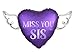 Miss You Sis Heavenly Balloons heart shaped with angel wings (Purple)