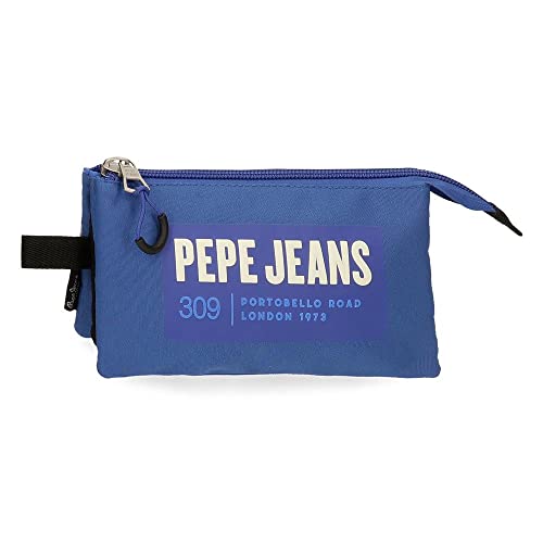 Pepe Jeans Darren Triple Case Blue 22x12x5 cm Polyester, Blue, Triple Case, 22 cm x 12 cm x 5 cm