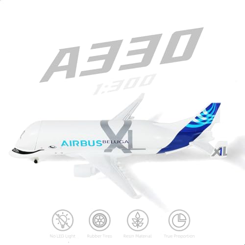 QIYUMOKE 1/300 A330 Beluga XL1 Flugzeugmodellbausatz aus Metalldruckguss mit Ständer (7,7 Zoll) für Airbus a330-743L Super Transport Beluga, Flugzeugmodelle zum Sammeln für Luftfahrtbegeisterte