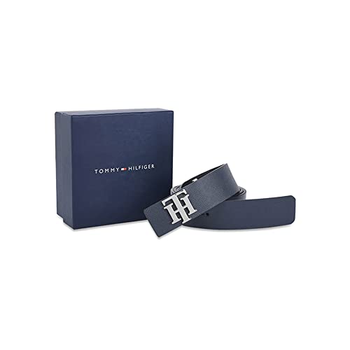 Image of Tommy Hilfiger Solid Leather Mens Formal Single Side Belt (NAVY, FRSZ)