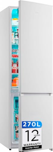 Midea Frigorífico Combi No Frost 55 cm ancho x 180 cm Blanco - Nevera libre instalación 199 L + 71 L Congelador - Refrigerador de bajo consumo con congelador vertical | Color Blanco