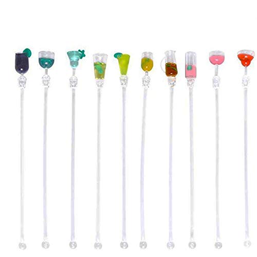 Jixista 10pcs Bastoncini da cocktail Colorful Swizzle Mixing Sticks Cocktail Drink agitazione Bastoncini di Ristorante Bar Partito Cafe Bastoncini da cocktail agitatori per bevande