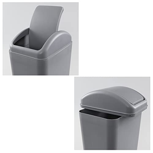 Caneca de basura plástica rectangular con tapa abatible, 12 L gris miniatura 3