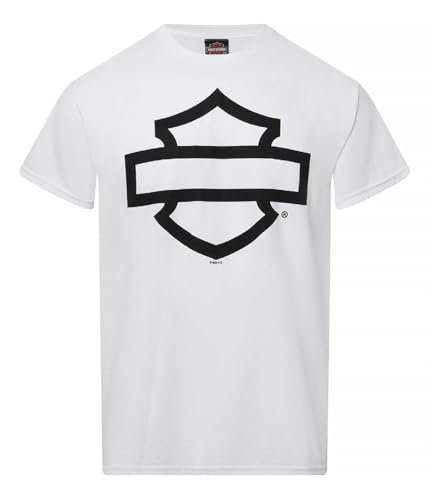 Harley-Davidson Men's Open Bar & Shield On White Short Sleeve Crew-Neck T-Shirt