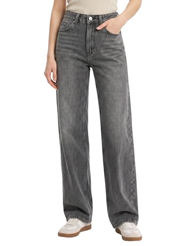 Wanduyini Straight Leg Jeans for Women High Waisted Casual Washed Vintage Loose Fit Boyfriend Jeans Denim Pants (Dark Grey,S)
